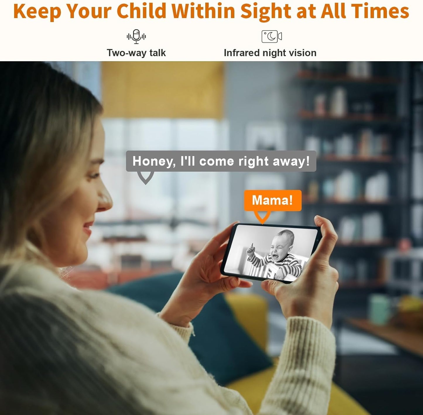 Alaga 2K Black Indoor Home Surveillance & Security Camera