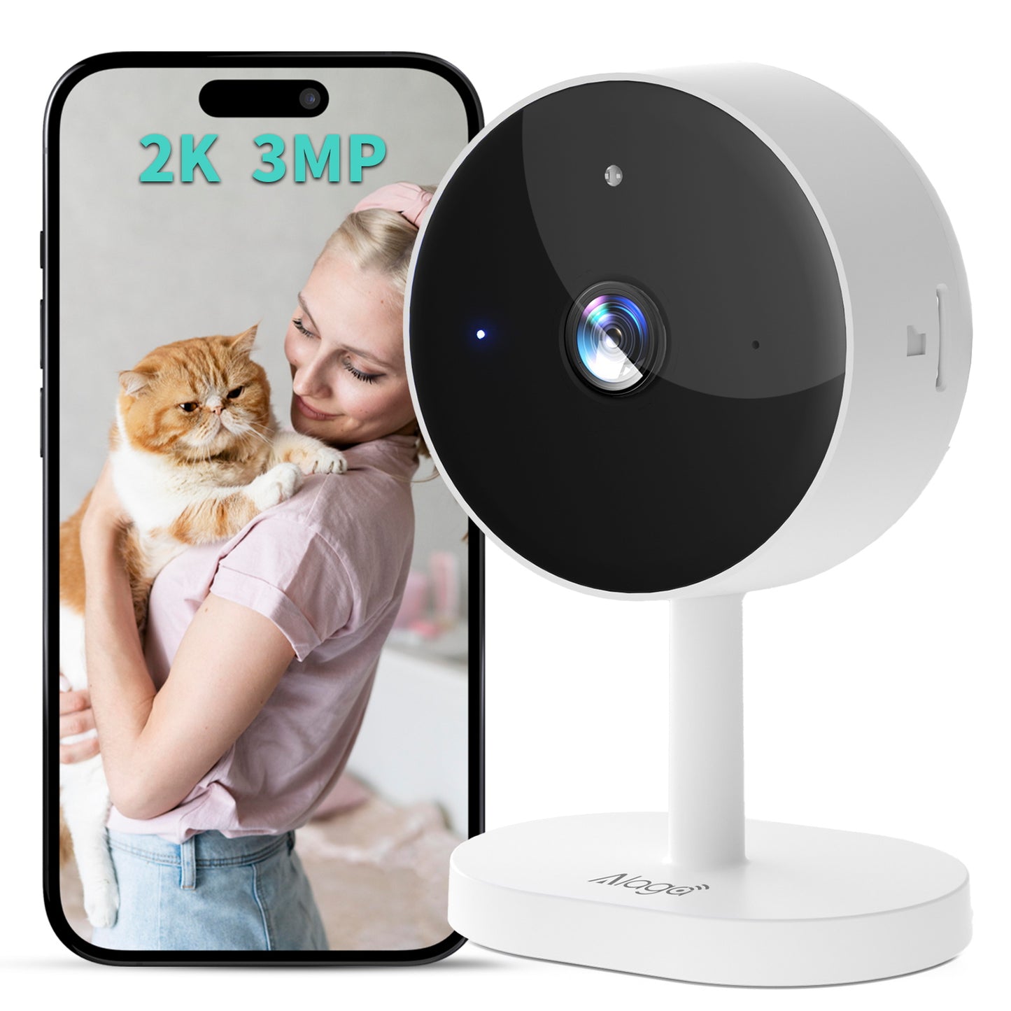 Alaga 2K White Baby Monitor Camera with Night Vision