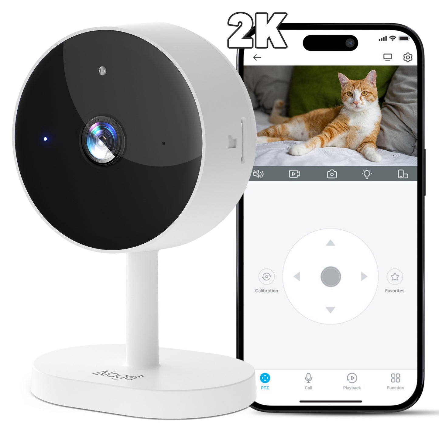 Alaga 2K White Baby Monitor Camera with Night Vision
