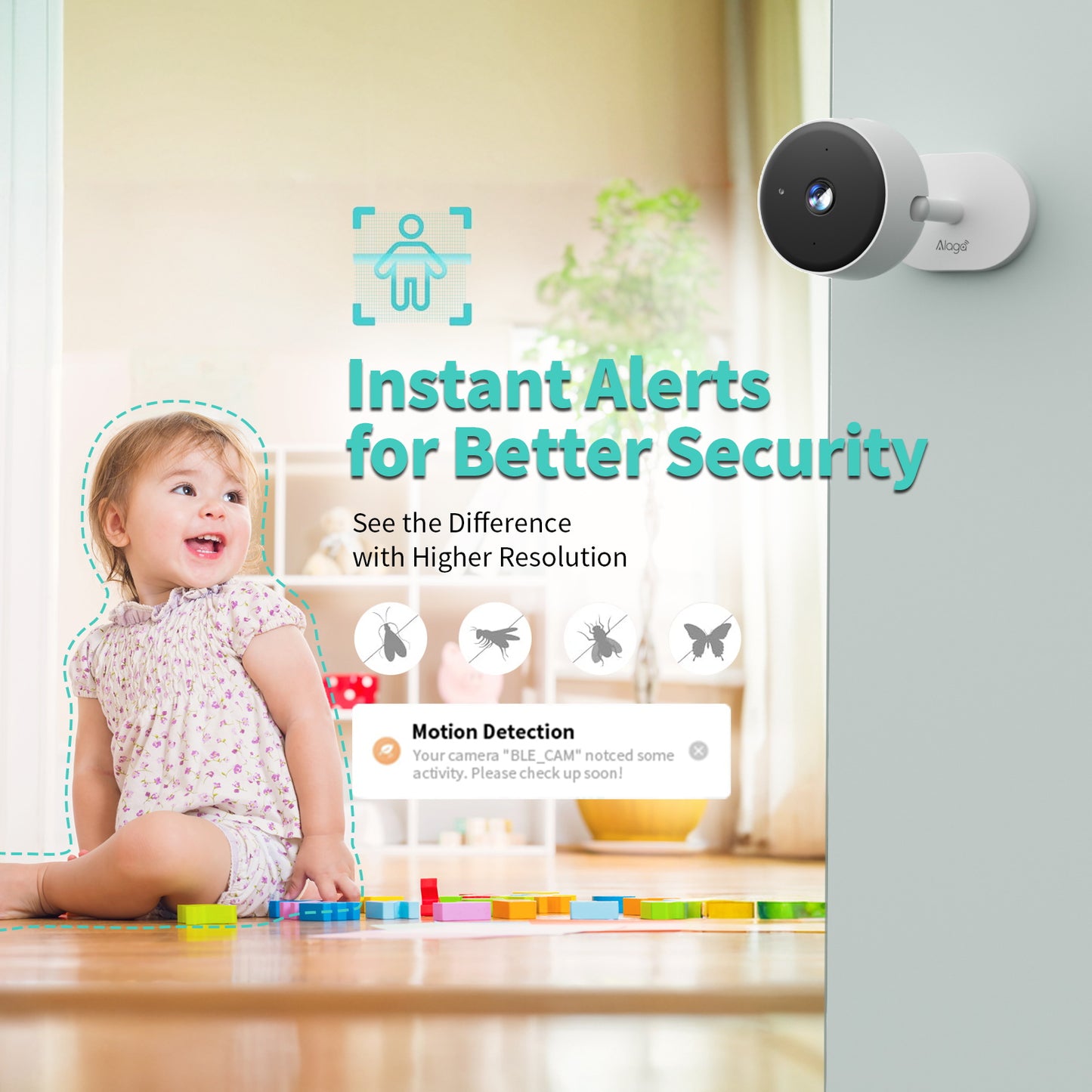 Alaga 2K White Baby Monitor Camera with Night Vision