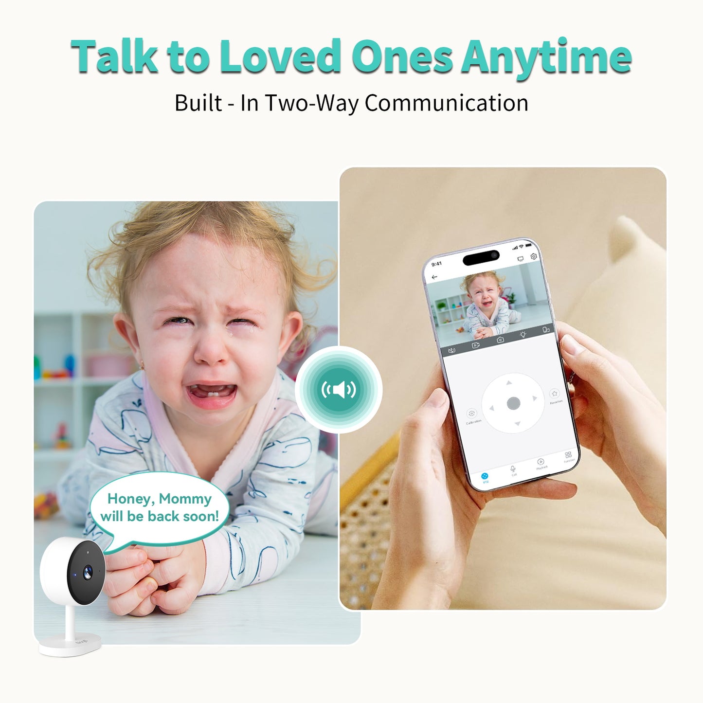 Alaga 2K White Baby Monitor Camera with Night Vision
