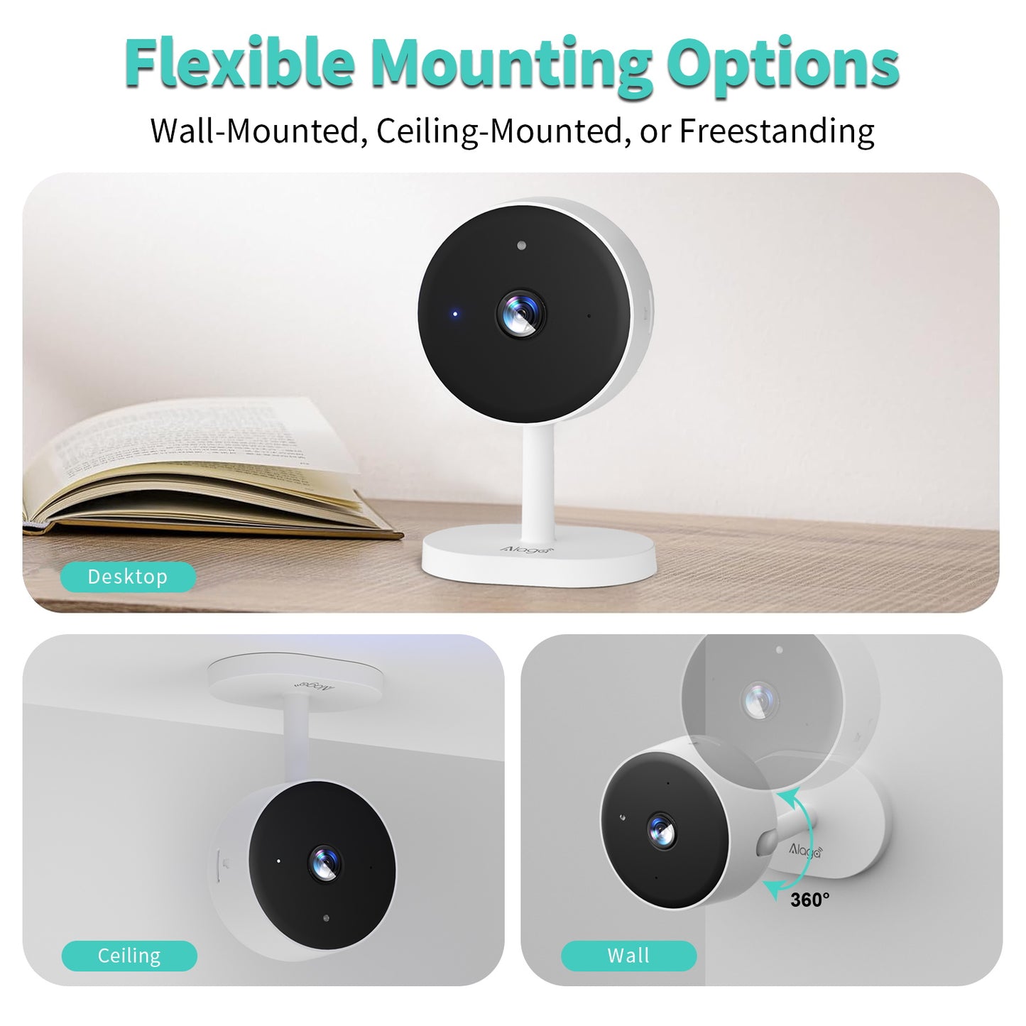 Alaga 2K White Baby Monitor Camera with Night Vision