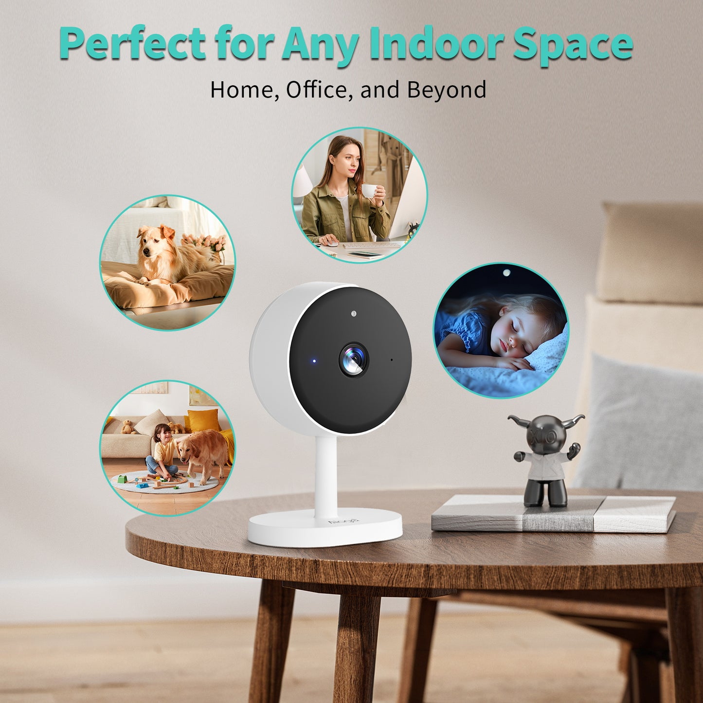 Alaga 2K White Baby Monitor Camera with Night Vision