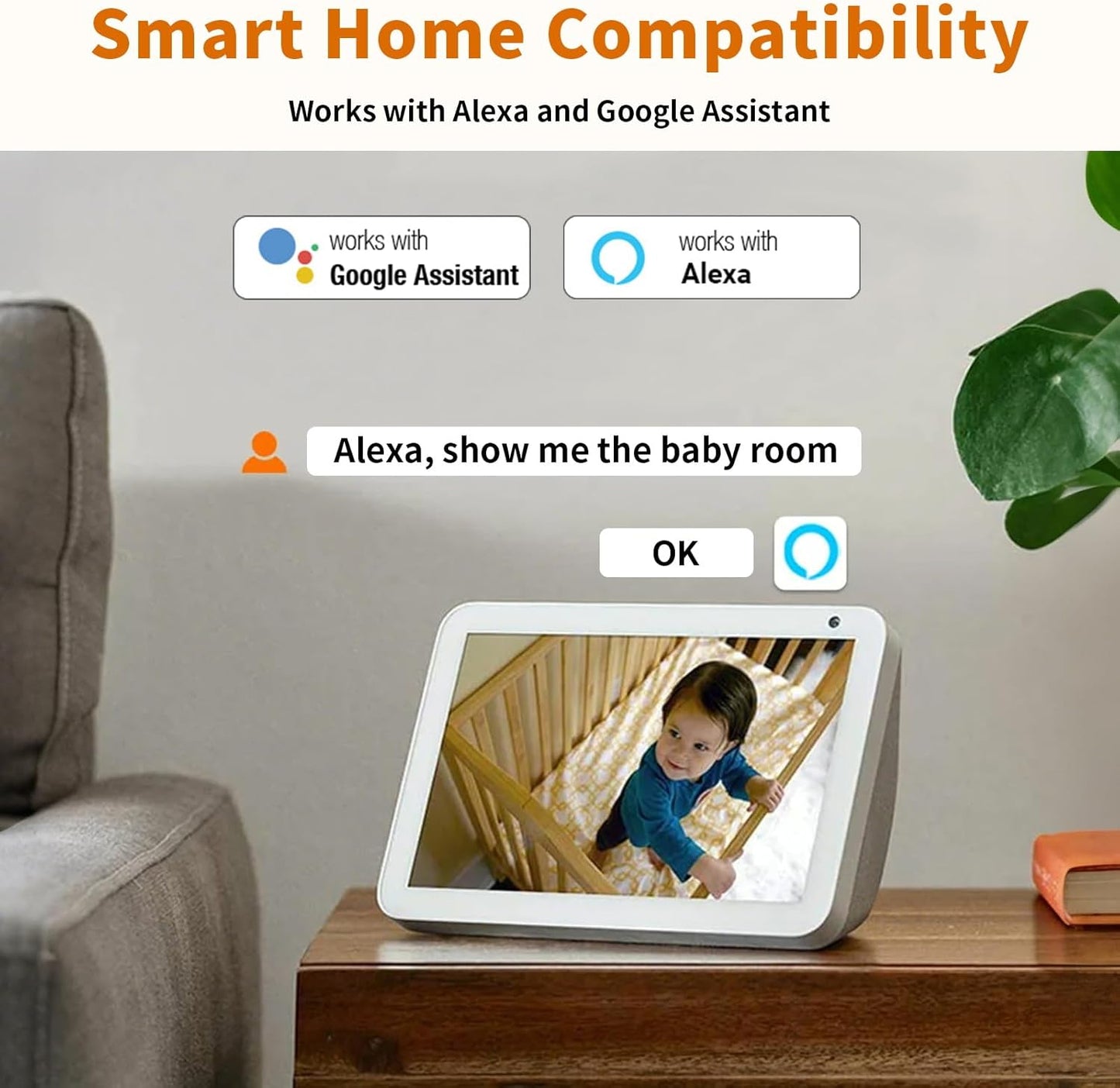Alaga 2K Black Indoor Home Surveillance & Security Camera